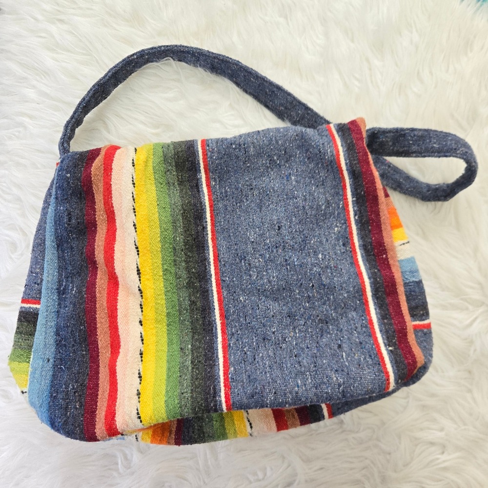 Knapp Sacs California Handwoven Serape Messenger Bag Multi-Color Boho Crossbody - Picture 4 of 9
